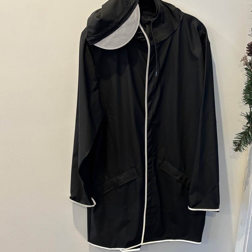 Rains Black Hooded Jacket